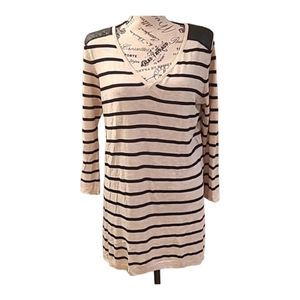 H&M Striped Sweater Tunic with leather detail